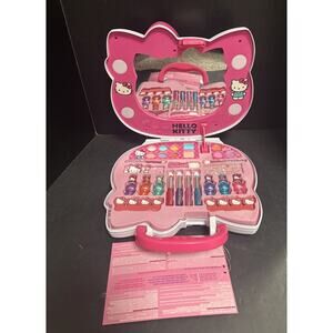 Hello Kitty Face Light-Up Makeup Vanity Set for Girls Nail Files Polish Brushes